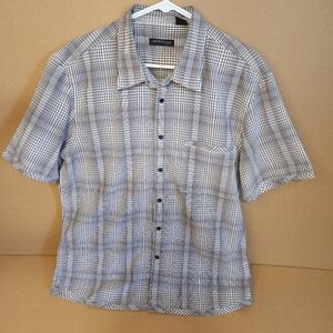 Kenneth Cole New York Black and White Casual Shirt Untuck Button Short Sleeve